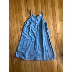 Wallflower Denim Shift Dress Womens Large Blue Chambray Sleeveless Mini Halter